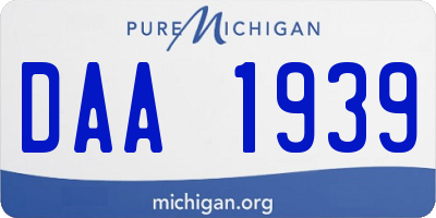 MI license plate DAA1939