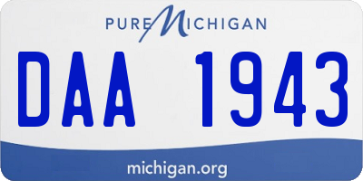 MI license plate DAA1943