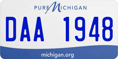 MI license plate DAA1948