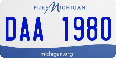 MI license plate DAA1980