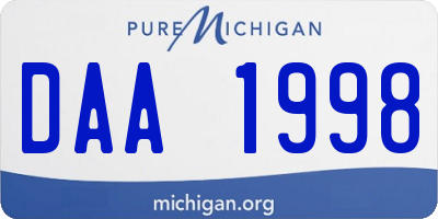 MI license plate DAA1998