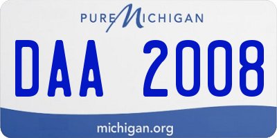 MI license plate DAA2008