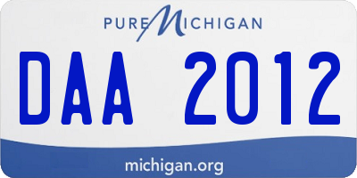 MI license plate DAA2012