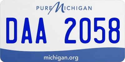 MI license plate DAA2058