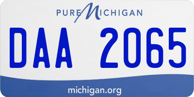 MI license plate DAA2065