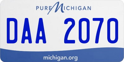 MI license plate DAA2070