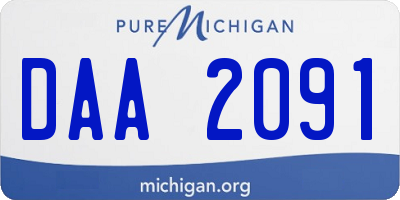 MI license plate DAA2091