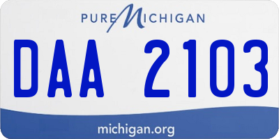 MI license plate DAA2103