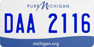 MI license plate DAA2116