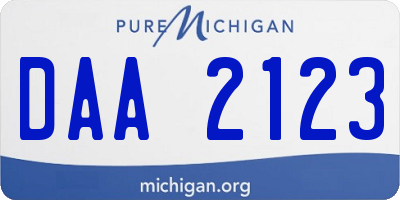 MI license plate DAA2123