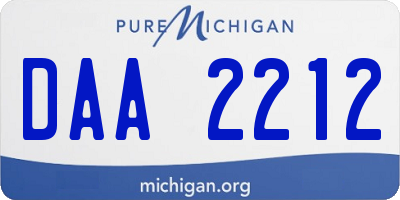 MI license plate DAA2212