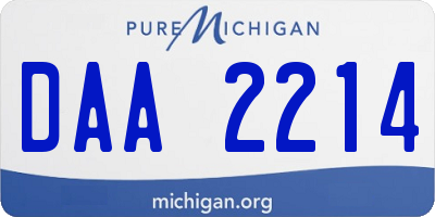 MI license plate DAA2214