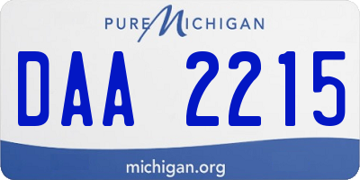 MI license plate DAA2215