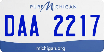 MI license plate DAA2217