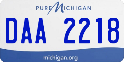 MI license plate DAA2218
