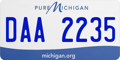 MI license plate DAA2235