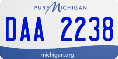 MI license plate DAA2238