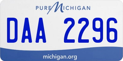 MI license plate DAA2296