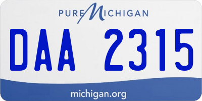 MI license plate DAA2315