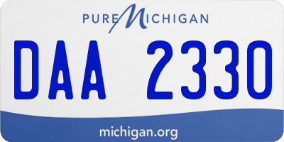 MI license plate DAA2330