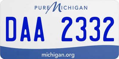 MI license plate DAA2332