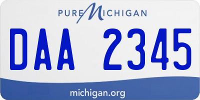MI license plate DAA2345