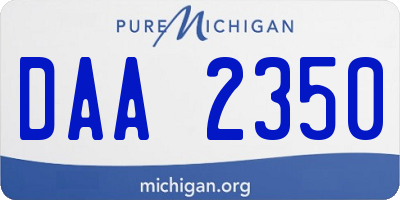 MI license plate DAA2350