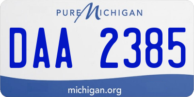 MI license plate DAA2385