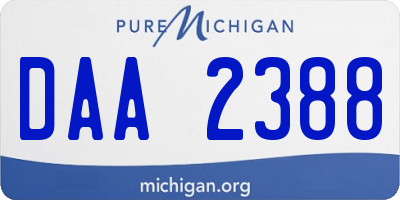 MI license plate DAA2388