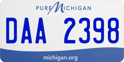 MI license plate DAA2398