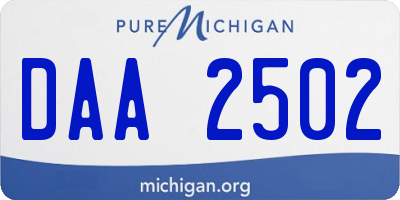 MI license plate DAA2502