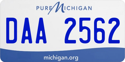 MI license plate DAA2562