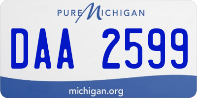 MI license plate DAA2599