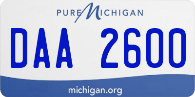 MI license plate DAA2600