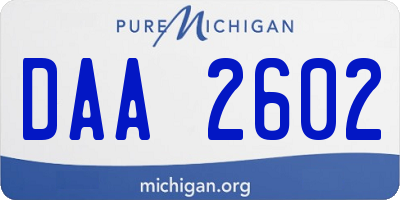 MI license plate DAA2602