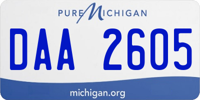 MI license plate DAA2605