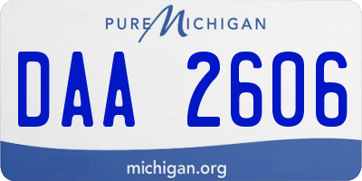 MI license plate DAA2606