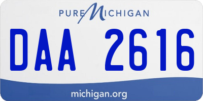MI license plate DAA2616