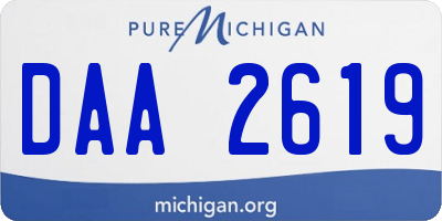 MI license plate DAA2619