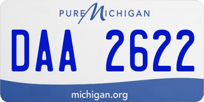 MI license plate DAA2622