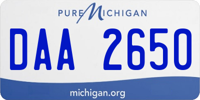 MI license plate DAA2650