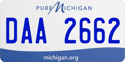 MI license plate DAA2662