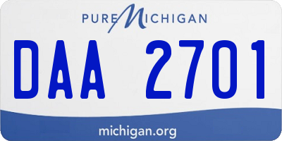 MI license plate DAA2701