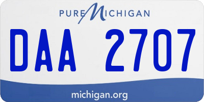 MI license plate DAA2707