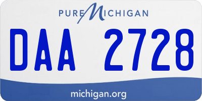 MI license plate DAA2728