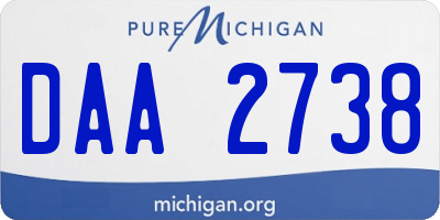 MI license plate DAA2738