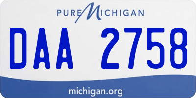 MI license plate DAA2758