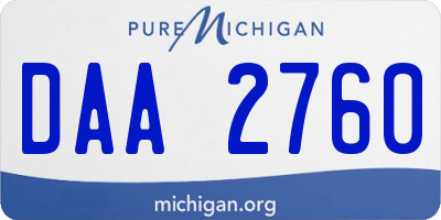 MI license plate DAA2760