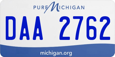 MI license plate DAA2762