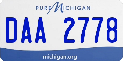 MI license plate DAA2778